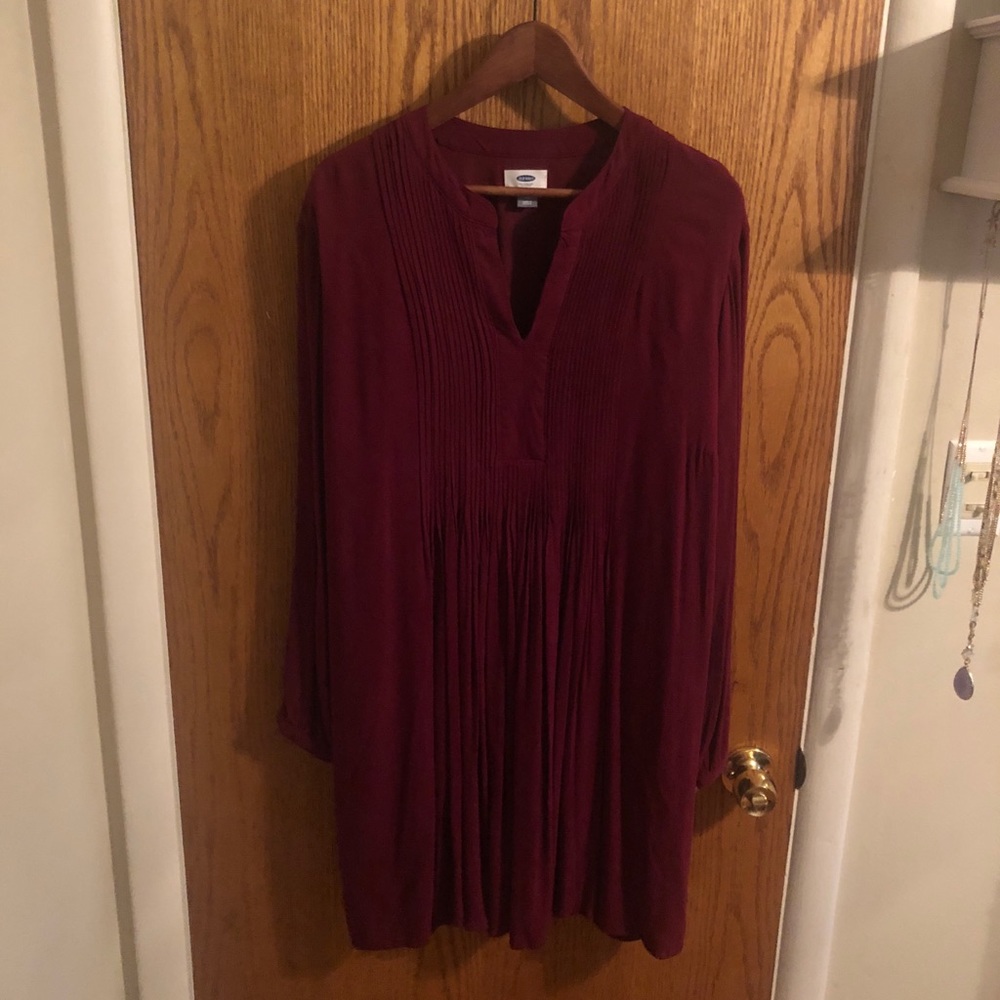 Maroon XL old navy pin tuck tunic/dress